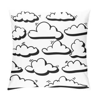 Personality  Handdrawn Doodle Unique Cloud Illustration In Cartoon Style Vector Pillow Covers