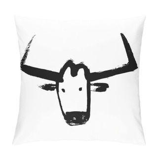 Personality  Cow, Bull, Ox Hand Drawn Vector Illustration. Ox, Bull, Cow On White Background. Lunar Horoscope Sign Ox, Bull, Cow. Chinese Happy New Year 2021. Year Of The Ox. Lunar New Year. Drawing Ink Bull, Cow Pillow Covers