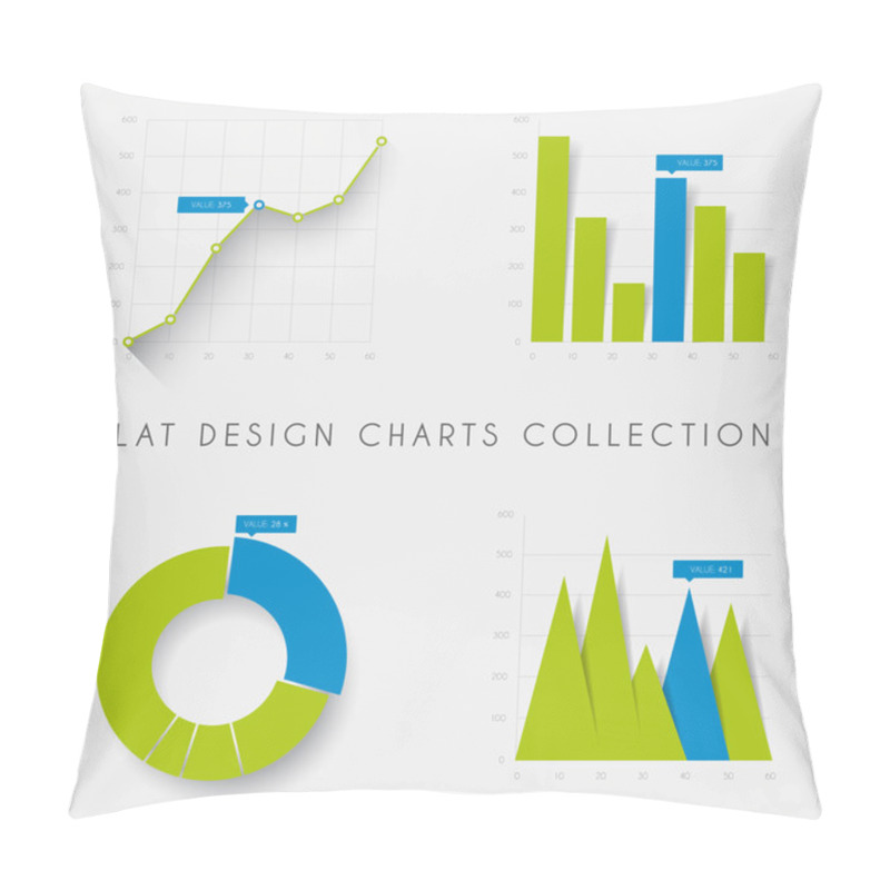 Personality  Flat Design Statistics Charts And Graphs Pillow Covers