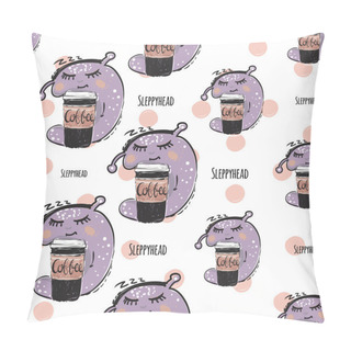 Personality  Pattern With Funny Monster Named Sleepyhead Pillow Covers