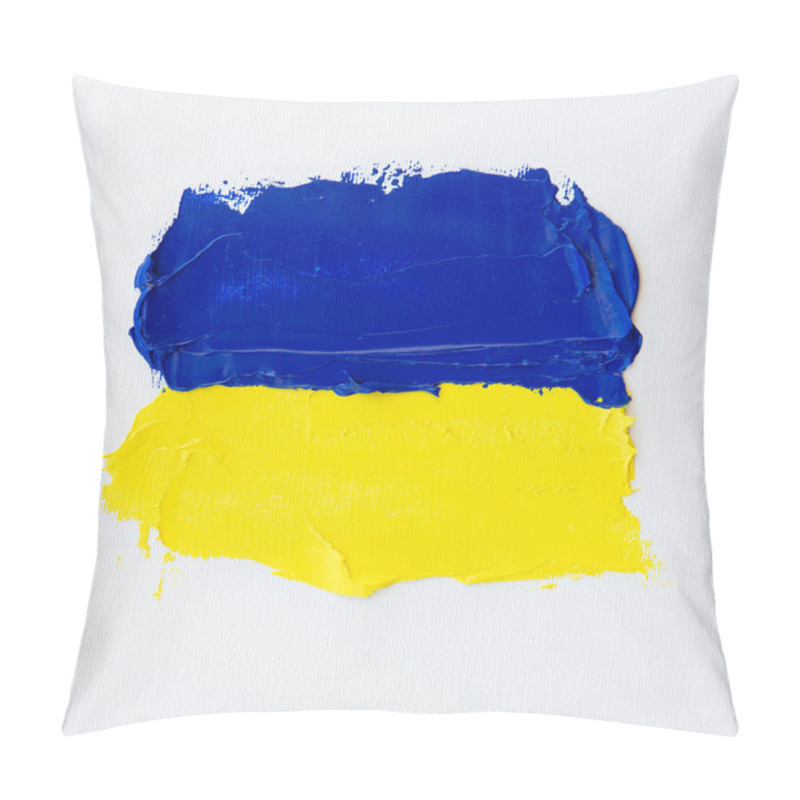 Personality  Painted flag of Ukraine. Ukrainian colors. Abstract vivid yellow blue background, oil on canvas, creative design element with perfect texture, soft focus pillow covers