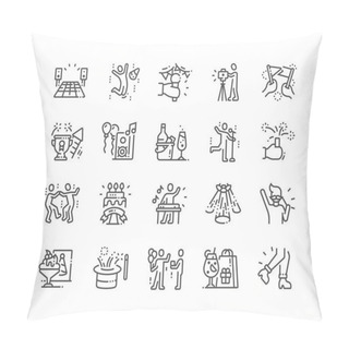 Personality Party And Celebration Well-crafted Pixel Perfect Vector Thin Line Icons 30 2x Grid For Web Graphics And Apps. Simple Minimal Pictogram Pillow Covers