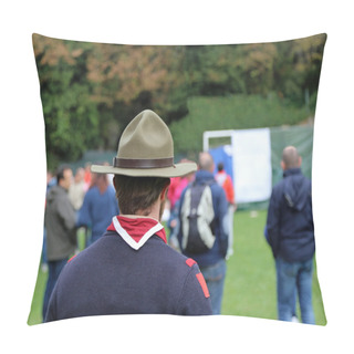 Personality  Scout At Meeting In Uniform With Campaign Hat Pillow Covers