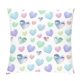 Personality  Seamless Texture With Funny Hearts In Watercolor Style Pillow Covers