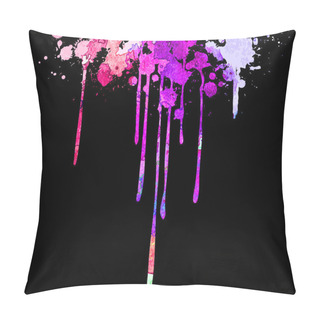 Personality  Bright Rainbow Vector   Watercolor  Splash On Black  Pillow Covers