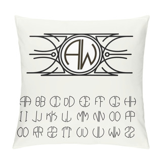 Personality  Monogram, An Art Nouveau Label With Two Letters Inscribed In The Circle. A Set Of Alphabet To Fit In A Circle. Can Be Used For Logos, Wedding Designs. Pillow Covers