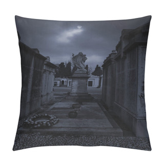 Personality  Cemetery In An Overcast Full Moon Night Pillow Covers