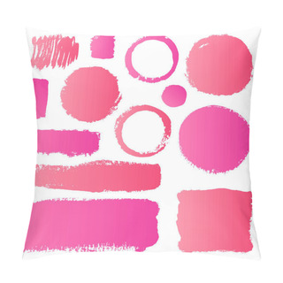 Personality  Hand Drawn Abstract Make Up Paint Brush Strokes. Vector Set Collection Of Pink Gradient Smears Paint Isolated On White Background.   Pillow Covers