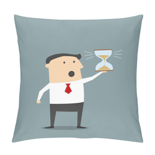 Personality  Businessman With Sandglass Worrying About Deadline Pillow Covers