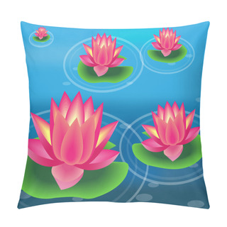 Personality  Vector Illustration Of Water Lilies And Flowers Pillow Covers