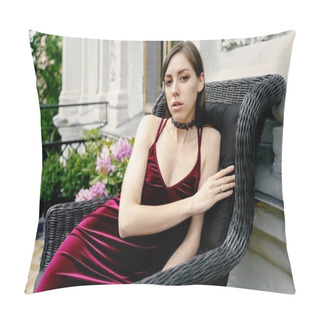 Personality  Fashion Shot Of Beautiful Young Woman Outdoors Pillow Covers