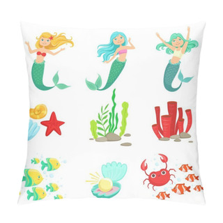 Personality  Mermaids And Underwater Nature Stickers Pillow Covers