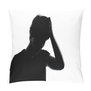 Personality  One Young Teenager Boy Or Girl Thinking Problems Silhouette Pillow Covers