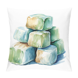 Personality  Watercolor Turkish Delight Lokum, Ramadan Kareem. Illustration Clipart Isolated On White Background. Pillow Covers
