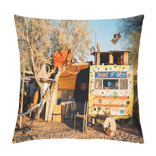 Personality  House Of Dots, In Slab City, California Pillow Covers