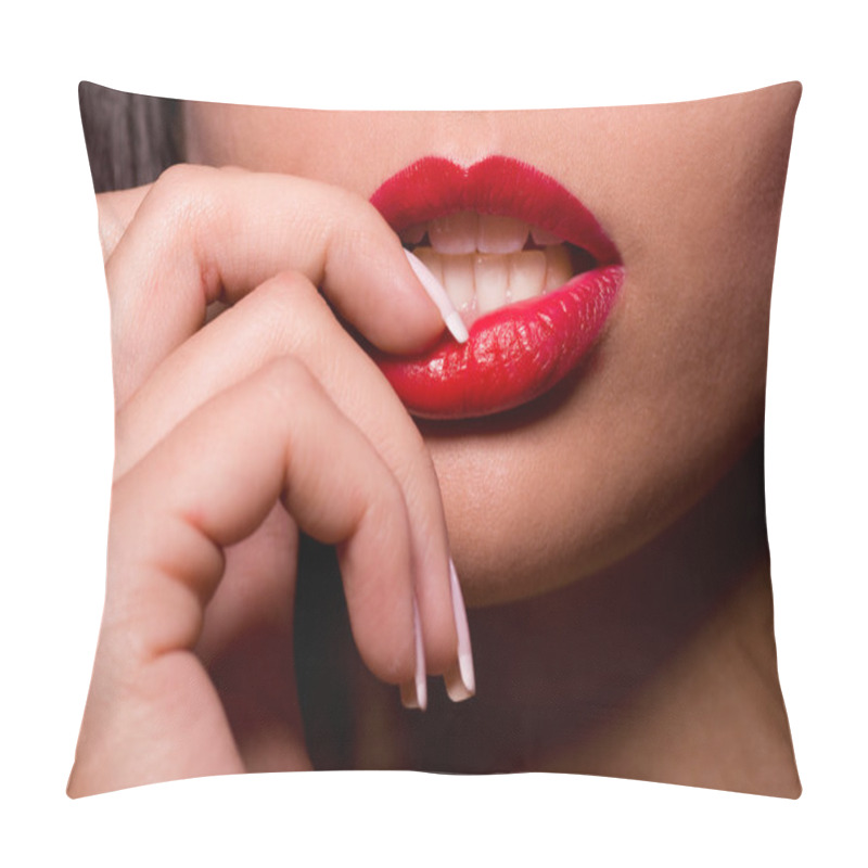 Personality  Portrait of a beautiful lady with art makeup pillow covers