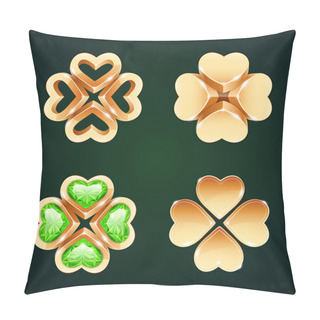 Personality  Vector Golden Four-leaf Clovers Set1 Pillow Covers