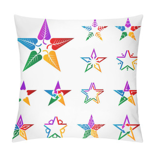 Personality  Colorful Stars With Leaves Pillow Covers