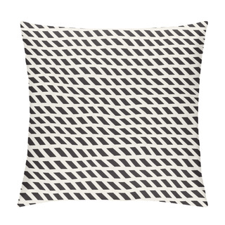 Personality  Wavy Hand Drawn Slanted Lines. Vector Seamless Black And White Pattern. Pillow Covers
