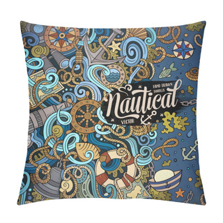 Personality Cartoon Vector Nautical Doodle Frame Pillow Covers