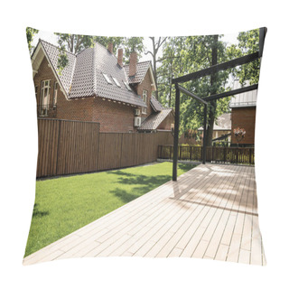 Personality  Comfortable House, Modern Design, Green Lawn, Patio, Cottage City, Property Market Pillow Covers