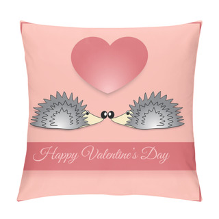 Personality  Vector Greeting Card With Hedgehog For Valentine's Day. Pillow Covers