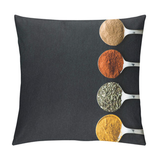 Personality  Various Spices And Herbs In Metal Spoons Pillow Covers