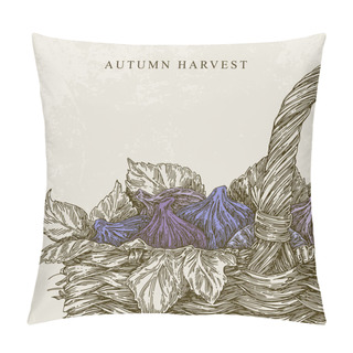 Personality  Beautiful Vintage Background. Autumn Harvest. Basket With Figs.  Pillow Covers