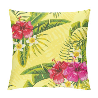 Personality  Hibiscus Tropic Leaves Plumeria Pattern Pillow Covers