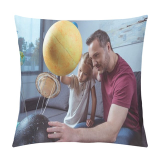 Personality  Father Showing Daughter Planets  Pillow Covers