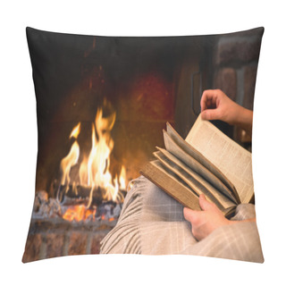 Personality  Reading Book By Fireplace Pillow Covers