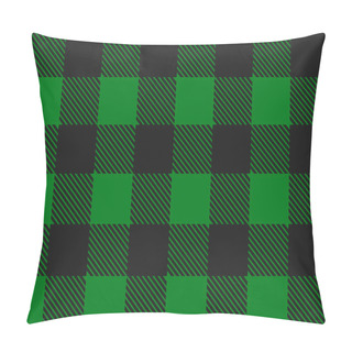 Personality  Green And Black Lumberjack Plaid Seamless Pattern. Simple Vintage Textile Design. Seamless Vector Pattern. Scottish Cage. Tartan Plaid Seamless Abstract Checkered Pattern Background Pillow Covers