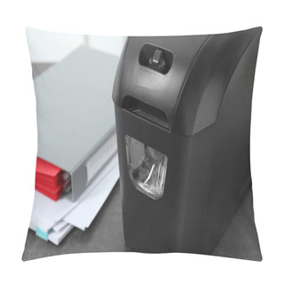 Personality  Document Shredder And Papers On Table, Closeup Pillow Covers