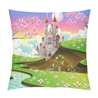 Personality  Panorama With Castle. Pillow Covers