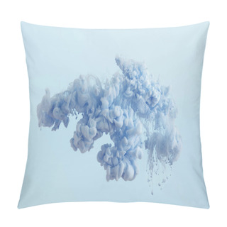 Personality  Close Up View Of Blue Paint Splash Isolated On Light Blue  Pillow Covers