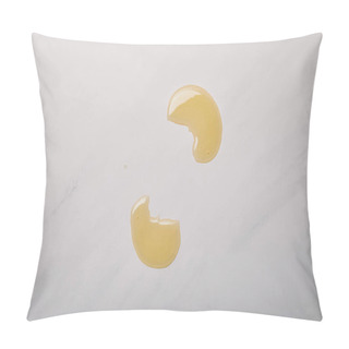 Personality  Top View Of Spilled Yellow Soap On White Marble Pillow Covers