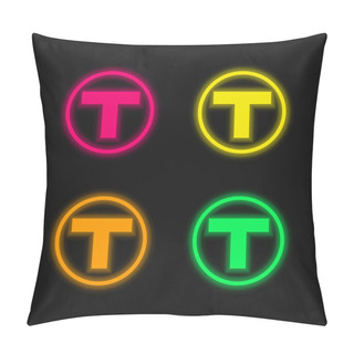 Personality  Boston Metro Logo Four Color Glowing Neon Vector Icon Pillow Covers