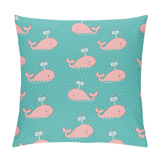 Personality  Seamless Background With Cute Cartoon Whales Pillow Covers