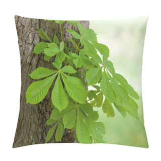 Personality  Tree Trunk With Green Branch Pillow Covers