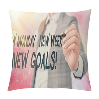 Personality  Word Writing Text New Monday New Week New Goals. Business Concept For Goodbye Weekend Starting Fresh Goals Targets. Pillow Covers