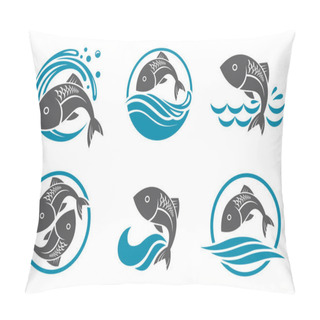 Personality  Fish Icon Set Pillow Covers