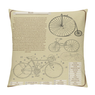 Personality  Vector Background With Bicycles Pillow Covers