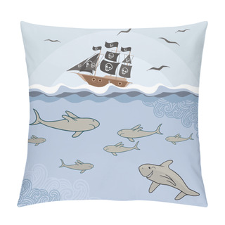 Personality  Template With Cartoon Sharks Pillow Covers