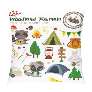 Personality  Woodland Animal Camping Vector Set Pillow Covers