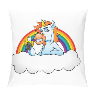 Personality  Unicorn Eating Banana.rainbow.cloud Pillow Covers