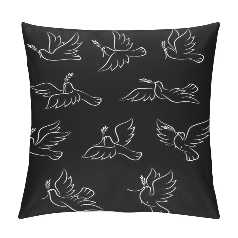 Personality  Flying doves with olive tree branches pillow covers
