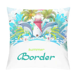 Personality  Vector Cartoon Sea Border Background Pillow Covers