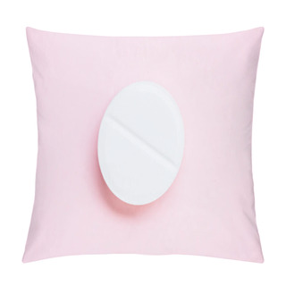 Personality  Top View Of Medical Pill On Pink Surface Pillow Covers