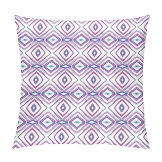 Personality  Modern Abstract, Endless Repeat Painting. Talavera, Tunisian, Turkish, Arab Ornament. Geo Art. Folklore Tribal Canvas. Purple, Pink Pattern. Woven Element. Pillow Covers