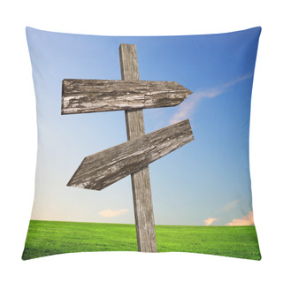 Personality  Blank Road Signs Against Blue Sky Pillow Covers